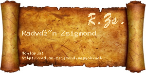 Radván Zsigmond névjegykártya